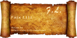 Faix Lili névjegykártya